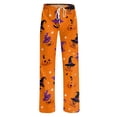 thumbnail image 6 of Halloween Pajamas for Women Funny Halloween Party Graphic Soft Lounge Bottom Trousers Elastic Waist Drawstring Holiday Women's Sleepwear Orange S, 6 of 7