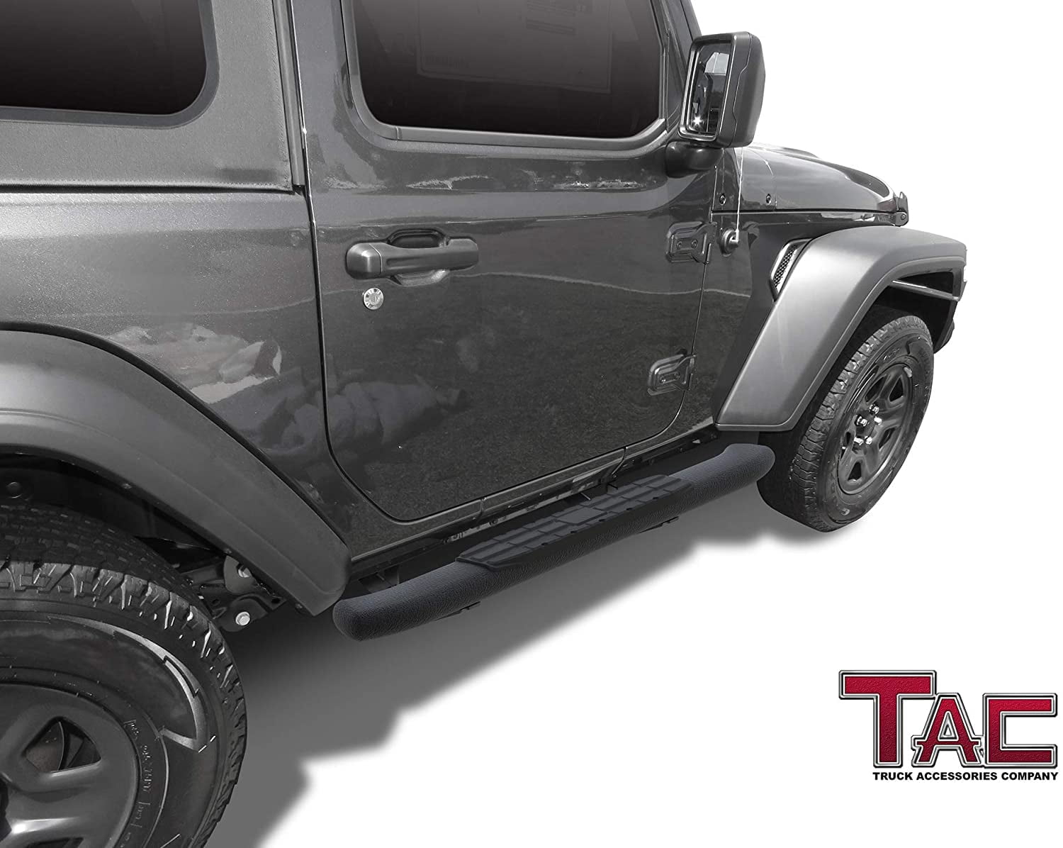 TAC 4.25" Side Steps Fit 2018-2025 Jeep Wrangler JL 2 Door SUV Nerf Bars Running Boards Rock Slider Off Road Exterior Accesories Texture Black 2pcs