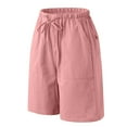 thumbnail image 3 of Vedolay Mens Summer Loose Fit Elastic Waist Solid Shorts with Pockets,Pink XL, 3 of 5