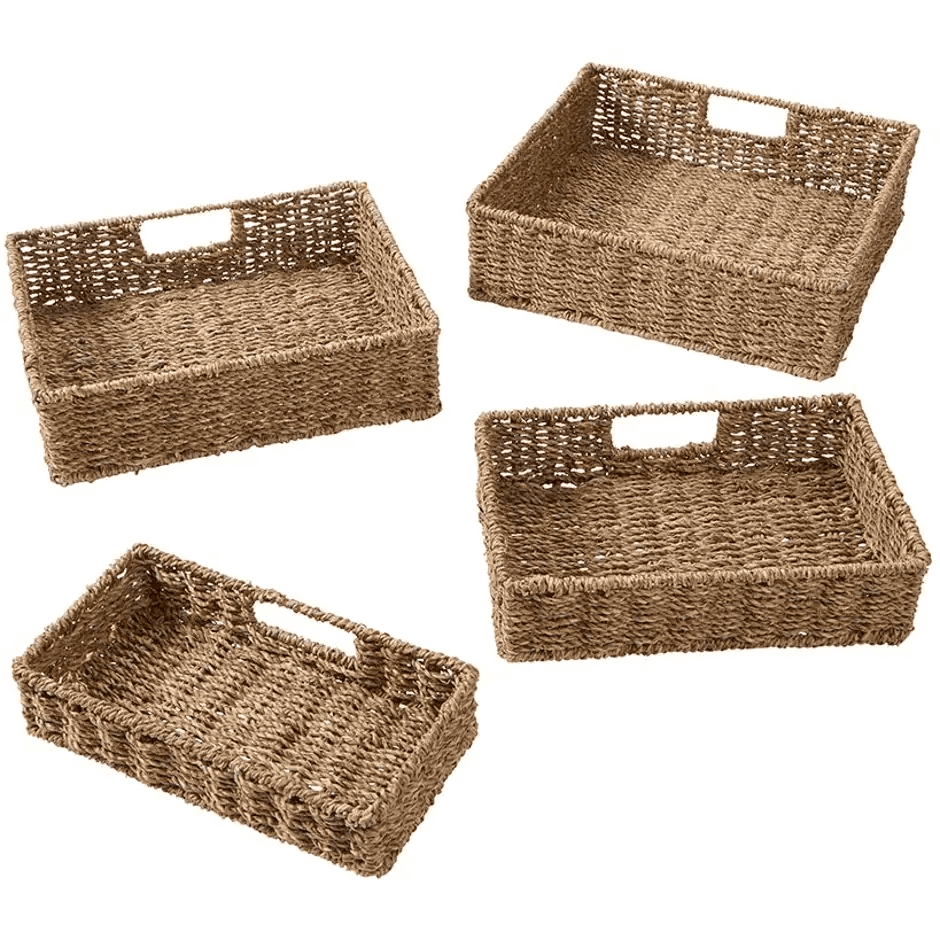 Ladder Shelving Unit and Set of 4 Foldable Baskets Stylish Storage