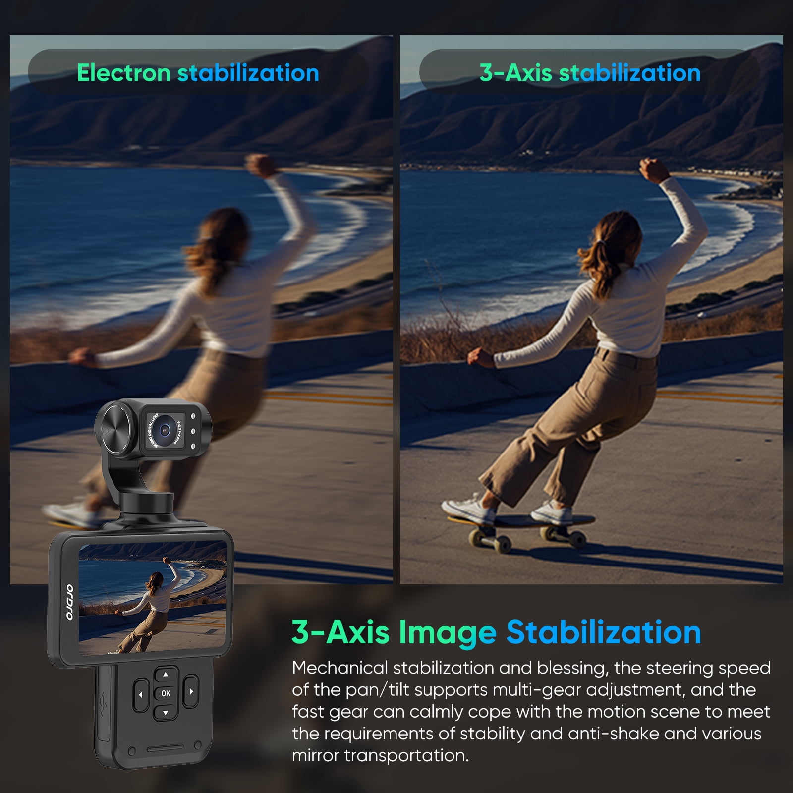 ORDRO M5 Pocket Cameras 5K/30fps Vlogging Camcorder 1.25'' CMOS 3-Axis Stabilization Digital Camera