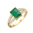 thumbnail image 1 of Bague Solitaire pour Femmes en Argent Sterling 925 Émeraude 7X5MM, 1 of 4
