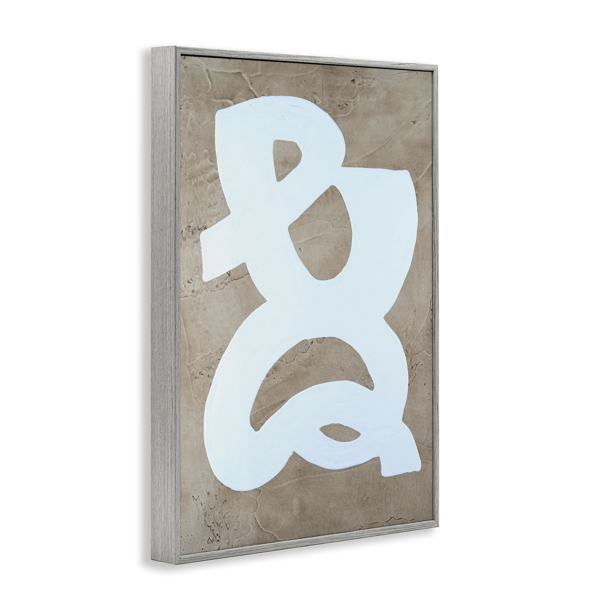 Stupell Industries Curving Form over Beige Abstract Painting Gray Framed Art Print Wall Art, 16 x 24