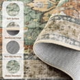 thumbnail image 6 of Jolicasa Area Rugs 5'x7', Washable Rug Non-Slip Soft Low Pile Vintage Distress Floral Rug for Living Room Bedroom Dining Room Office Decor, Brick Red Brown Green, 6 of 11
