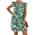 thumbnail image 4 of Nlife Women Floral Print Lace Up V Neck Ruffle Short Sleeve Mini Dress, 4 of 7