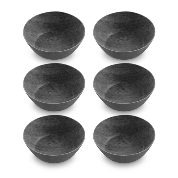 Faux Real Blackened Wood Low Bowl,7.5",42 oz., Set of 6