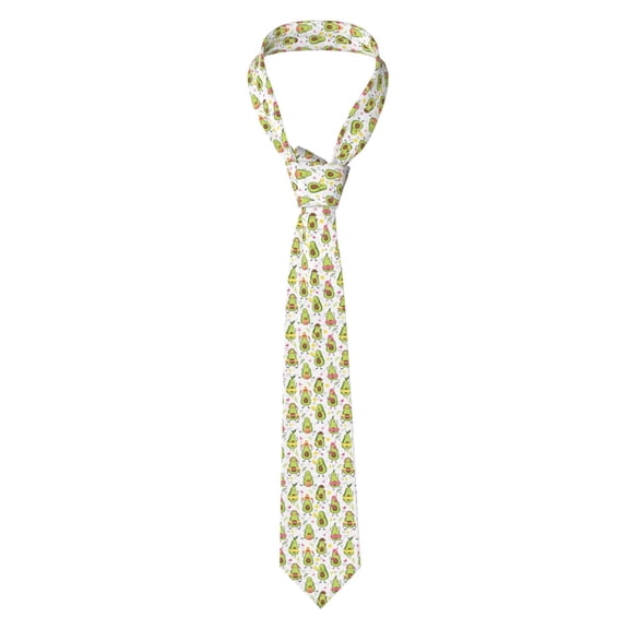 Naloa Avocado Playing Music Print Solid Color Tie Formal Necktie for Men,Suitable for business, daily life, work