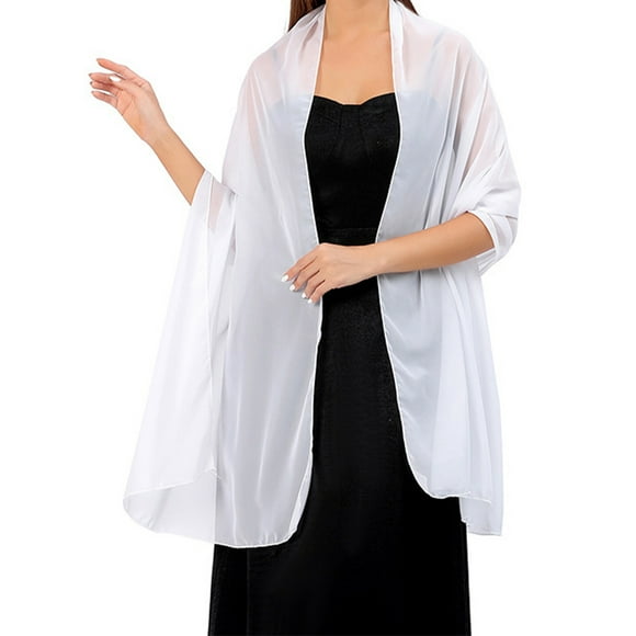 QualitChoice Chiffon Shawls Lightweight Bridesmaid Wedding Scarf Party Decoration Shawl White