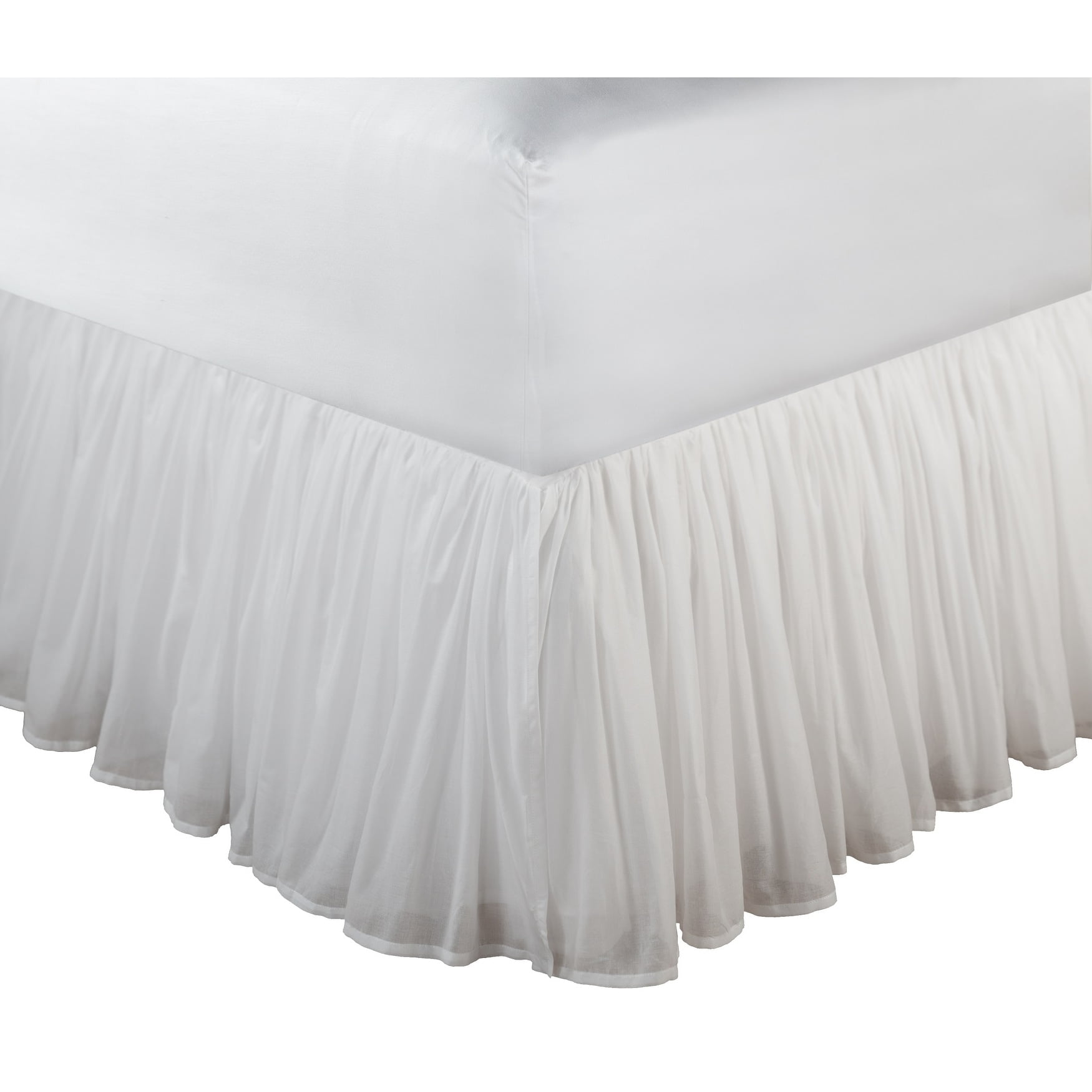 Greenland Home 100% Cotton Voile Bed Skirt - 15 in. Drop Ruffle - White, King