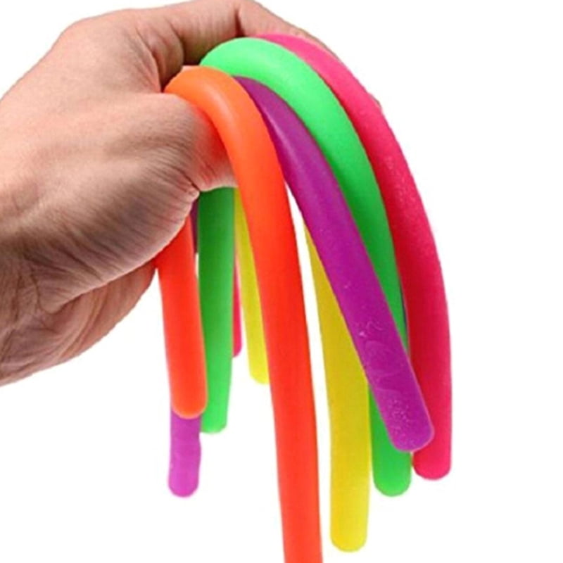 8Pcs Noodle Shape Colorful Fidget Squeeze Toy Stretchy String Toy Sensory  Fun 