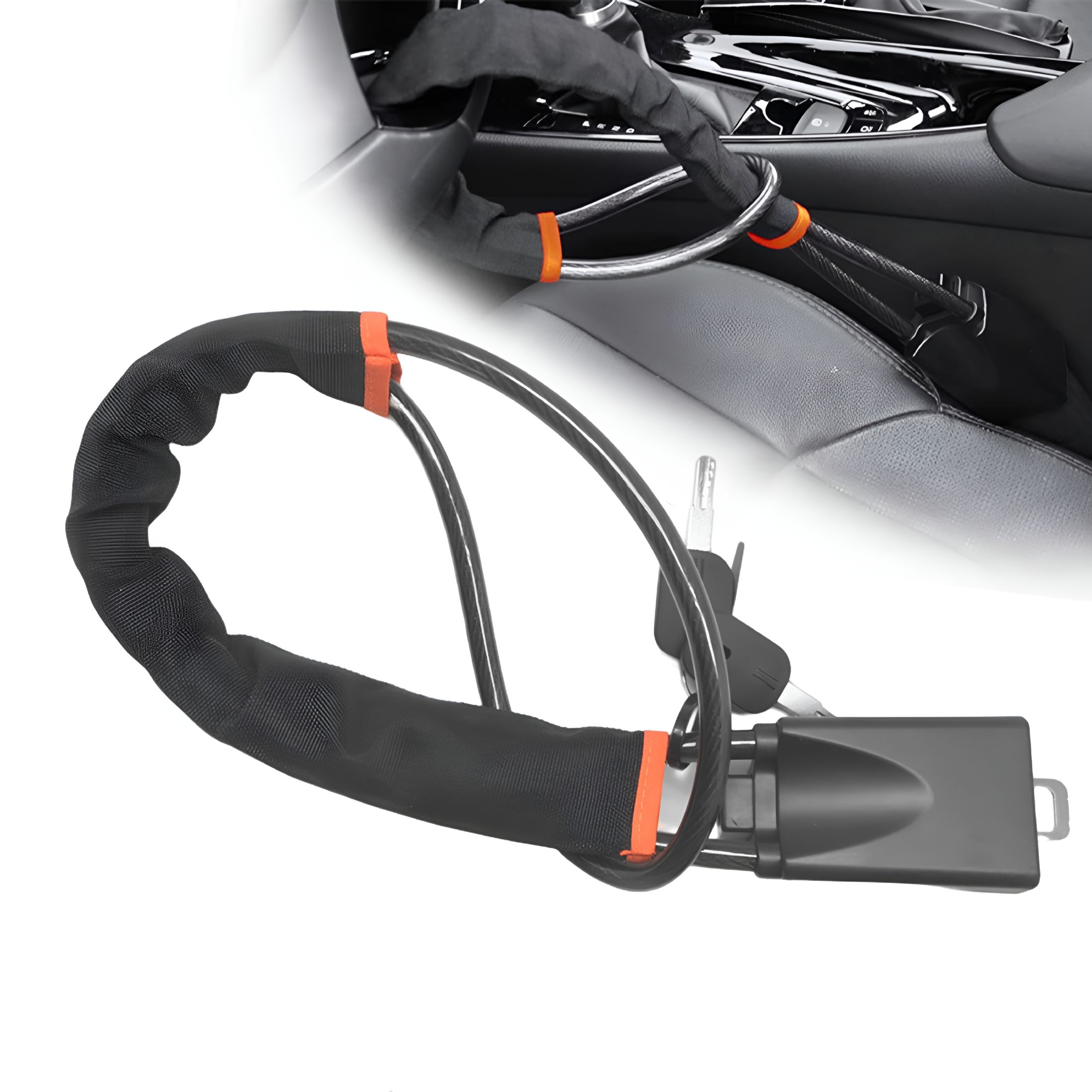 ZHZFKQ 2026 New Steering Wheel Lock Anti-Theft Device Theft Sturdy Car Steering Wheel Seat Belt Lock for Your Vehicle,Car Security,Theft Prevention,Parking,Travel Safety