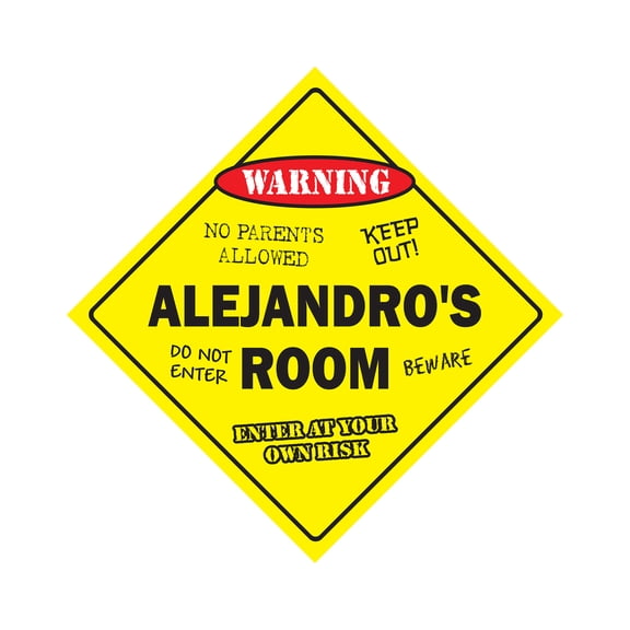 Alejandro's Room Sign Crossing Zone Xing | Indoor/Outdoor | 17" Tall kids bedroom decor door children's name boy girl