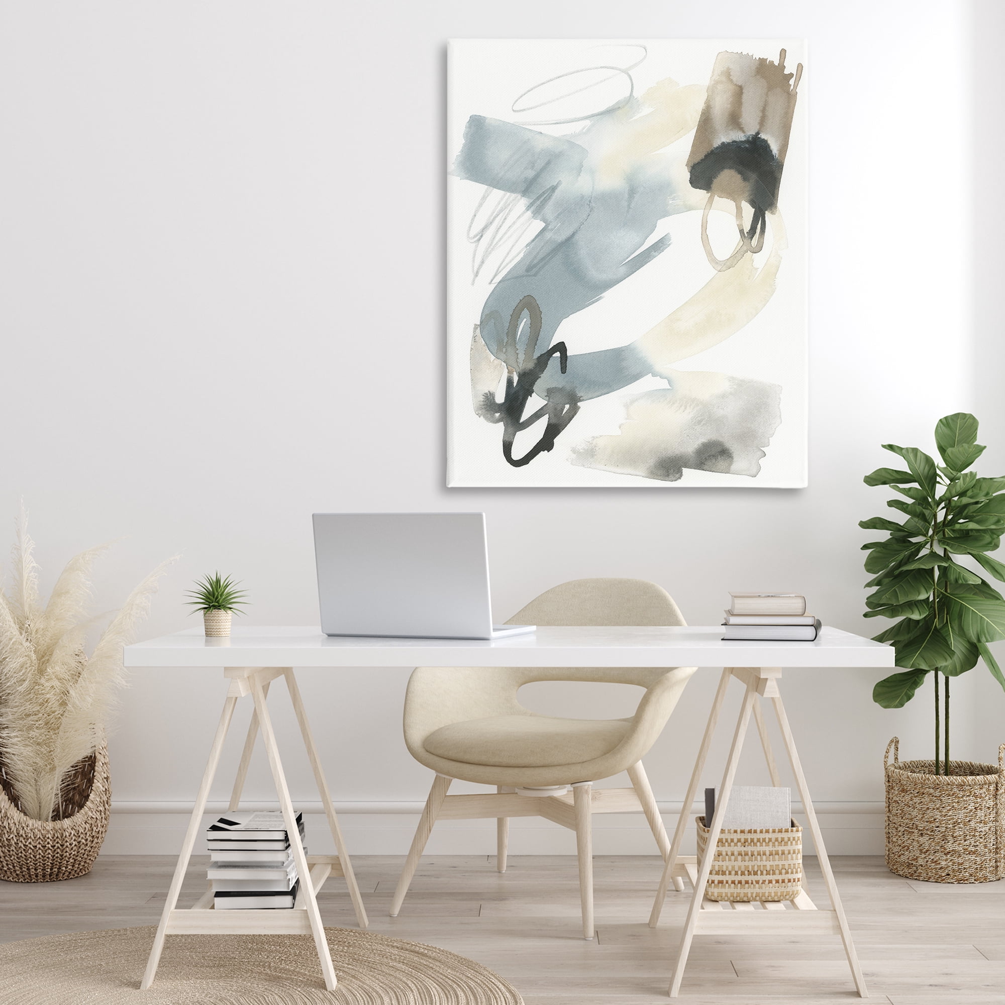 Stupell Industries Watercolor Paint Strokes Abstract Painting Gallery Wrapped Canvas Art Print Wall Art, 36 x 48