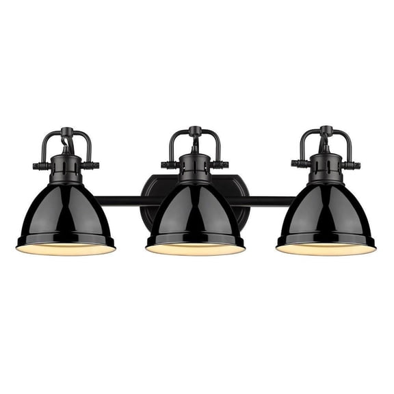 24.5 inch 3 Light Vanity Light in Classic Style 8.5 inches High By 24.5 inches Wide-Matte Black Finish-Black  Shade Color Bailey Street Home