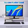 thumbnail image 2 of TFixol Wooden Monitor Stand Desktop Keyboard Storage Rack Desktop Riser Stand Easy Installation for Computer Monitor Laptop Black, 2 of 6