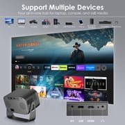 Salange Mini Portable Projector 4K Support with Built-in Apps, WiFi 6 and BT5.2,16000Lumen High brightness, Electric Focus/Keystone, 200” Big Screen Projector for Home/Outdoor Movies