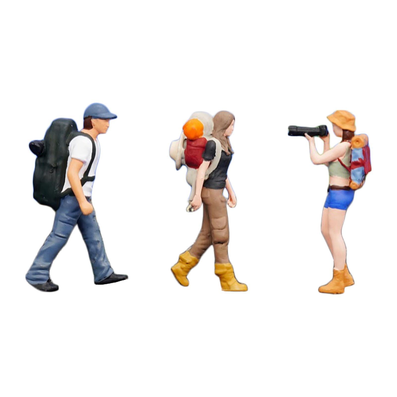 LeeQinersw 1:64 Miniature Figures Miniature People Figurines Hiking Collectibles Decorative 3pcs
