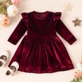 thumbnail image 5 of Diufon Infant Baby Girl Christmas Dress Velvet Ruffled Long Sleeve Birthday Wedding Party Pleated Princess Dress, 5 of 7