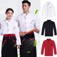 thumbnail image 2 of Cheers 1 Pce Veste de Chef Unisexe à Manches Longues à Simple Boutonnage Uniforme de Travail, 2 of 8