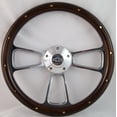 thumbnail image 1 of 67-68 Chevrolet/GMC El Camino, Sprint, Caballero 14" Stained Mahogany with Rivets Aluminum Wood Billet Black Steering Wheel Set Adapter & Horn, 1 of 1