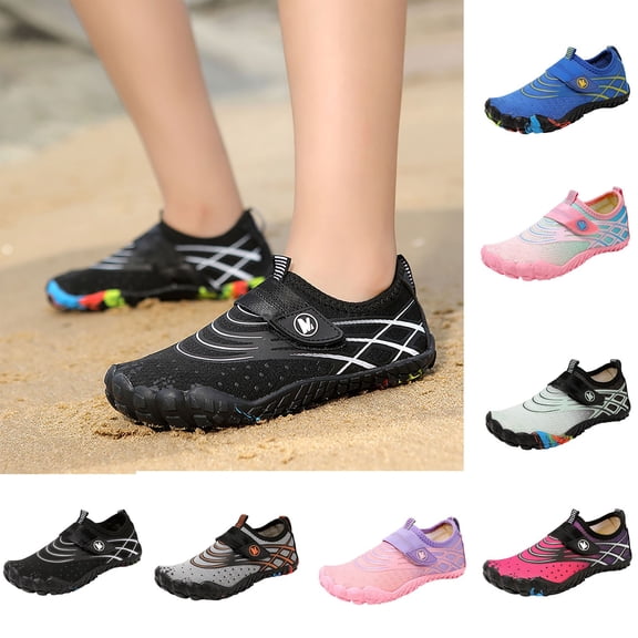 sususu Water Shoes for Boys Girls River Shoes Adult Swim Beach Lake Pool Aqua Socks Barefoot Quick-Drying for Hiking Surfing Kayaking Cruise Ship White 8-9 Years