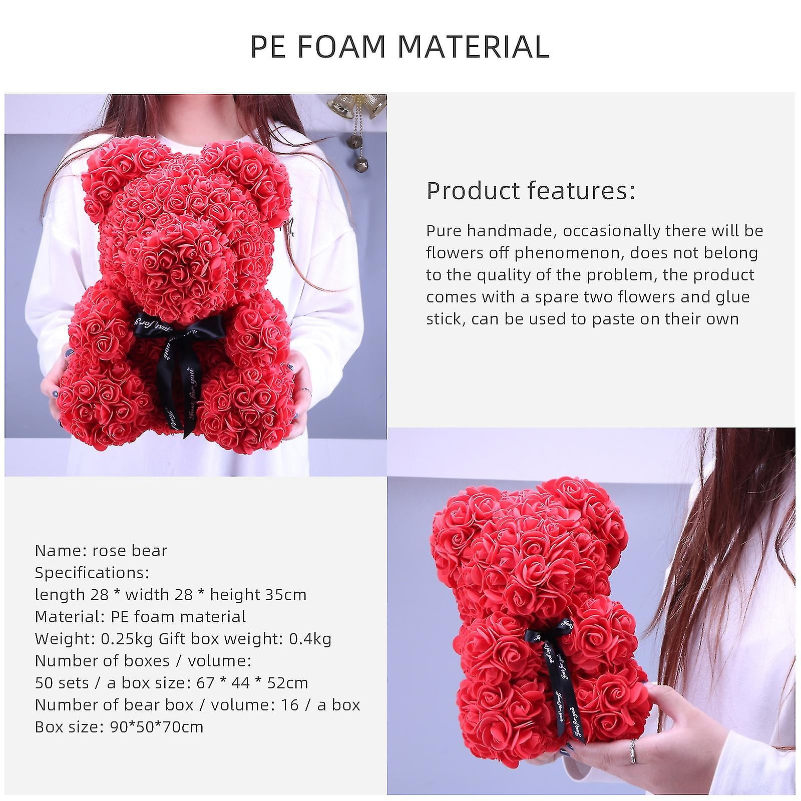 Teddy Rose Bear Artificial Flower Foam Eternal Life For - Main Image