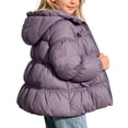 thumbnail image 4 of Dnhxils Girls Jacket Winter Lightweight Puffer Coat Toddlers Trendy Hooded Zip Up Jacket Kids Winter Warm Clothes Purple 7-8 Years, 4 of 5