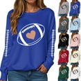 thumbnail image 4 of felwors Football Sweatshirts for Women Game Day Football Season Graphic Sweatshirt Long Sleeve Shirt Soccer Fans Pullover Blue, XXL, 4 of 7