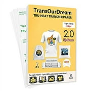 TransOurDream Upgraded Iron on .. Heat Transfer Paper for .. T Shirts (20 Sheets, .. 8.5x11") Iron-on Transfers Paper .. for Light Fabric Printable .. Heat Transfer Vinyl for .. Inkjet Printer (TOD-4)
