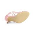 thumbnail image 3 of BLISSFUL STEP Women's Shoes Strappy Lace Up Open Toe Stiletto High Heel Dress Sandals  Pink 10, 3 of 8