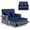 Navy, variant on Gymax Rattan Daybed Wicker Loveseat Sofa Set w/ Ottoman & Retractable Side Tray Patio Brown