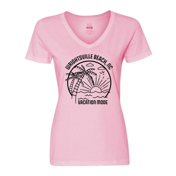 Inktastic Summer Vacation Mode Wrightsville North Carolina Women's V-Neck T-Shirt
