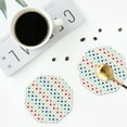 thumbnail image 3 of Bingfone Vintage Colorful Geometric Leather Drinks Coasters with Set of 6,Suitable for Home Kitchen,Coffee Cup Coasters Home Gift, 3 of 7