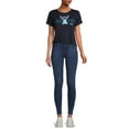 thumbnail image 2 of Disney Stitch Women's Juniors Line Up Short Sleeve Tie Front Fashion Graphic Tee, 2 of 5