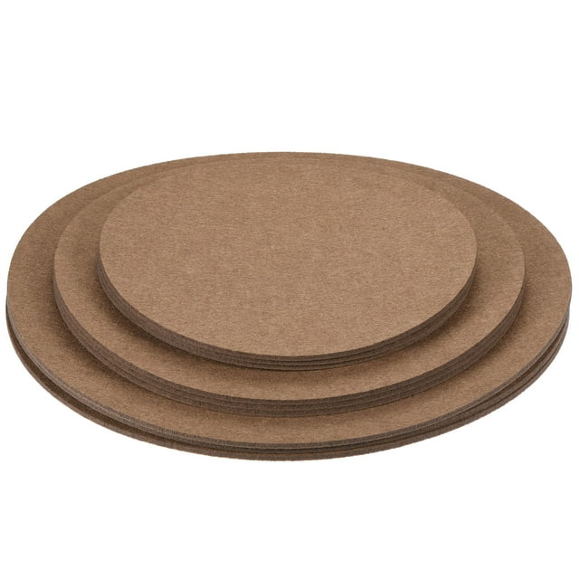 Unique Bargains 8' 10' 12' Round Plant Coasters Felt Reversible Pad Mat, Brown 9in1 Set