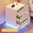 thumbnail image 5 of DWVO 3 Drawers Modern LED Nightstand, 27" UV High Gloss Bedside Tables Nightstand with Drawer and Adjustable LED Light for Bedroom, Living Room, White, 5 of 9
