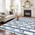 thumbnail image 2 of 6'x9' Area Rugs, Navy Blue Anchor Nautical Indoor Outdoor Area Rug for Living Room Bedroom, Coastal Ocean Blue Striped Washable Bathroom Rugs Kitchen Floor Carpet Mats Home Decor Aesthetic, 2 of 8