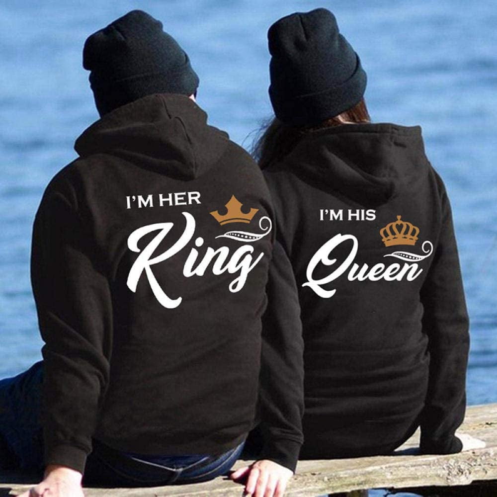 Lishi Her King His Queen Printed Lover Hoodies