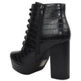 thumbnail image 3 of Delicious Women Chunky Thick High Heels Ankle Boots Hidden Platform Lace Up Side Zipper Booties Faux Leather Erica-S Black Crocodile 8, 3 of 3