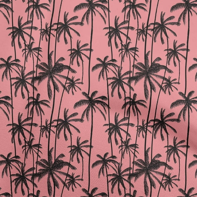 oneOone Georgette Viscose Pink Fabric Tropical Tree Dress Material Fabric Print Fabric By The Yard 42 Inch Wide