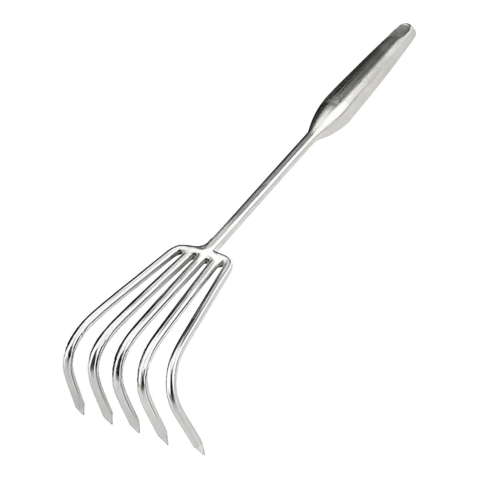 WWG Stainless Steel Garden Leaf Rake Carbon Steel Head Slip-Resistant Handle Outdoor Yard Tool 15.75in Length