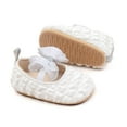 thumbnail image 2 of XIMIN Infant Baby Girl Mary Jane Dress Flats Shoes Newborn Non-Slip Soft Sole First Walking Lightweight Sparkly Design Wedding Baptism Princess Shoes (0-3 Months, White), 2 of 7
