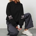 thumbnail image 5 of Women Sweatshirts Women's Hoodies Sweatshirts Modern Bow Design Pullover for Women Long Sleeve OffShoulder Sportswear 2025 Version Black S, 5 of 5