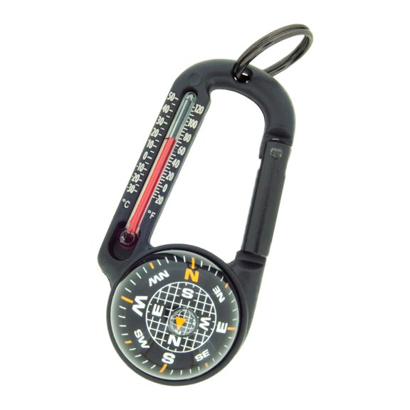 SPOORYYO Multifunctional Outdoor Compass with Ball Head and Carabiner - Durable ABS Material for Hiking, Camping, and Adventure