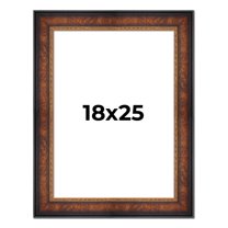 18x25 Frame Brown Walnut Gold Ornate Trim Solid Wood Plein Air Picture Frame | 3 Inch Moulding