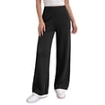 thumbnail image 2 of Kttectoa Women's Pants Knitted High Waist Straight Leg Pants Fashionable Contrasting Hem Loose Casual Lounge, 2 of 5