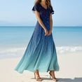 thumbnail image 2 of vigerkar Women's Dresses 2025 V Neck Short Sleeves Swing Elegant Long Maxi Dress Navy, L, 2 of 7