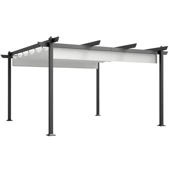 Homiyad 13' x 13' Aluminum Retractable Pergola Canopy, Outdoor Pergola for Garden, Patio, Backyard, Deck, White