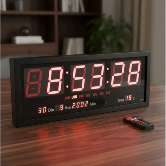 Reloj Digital De Pared Numeros LED Grandes Con Control