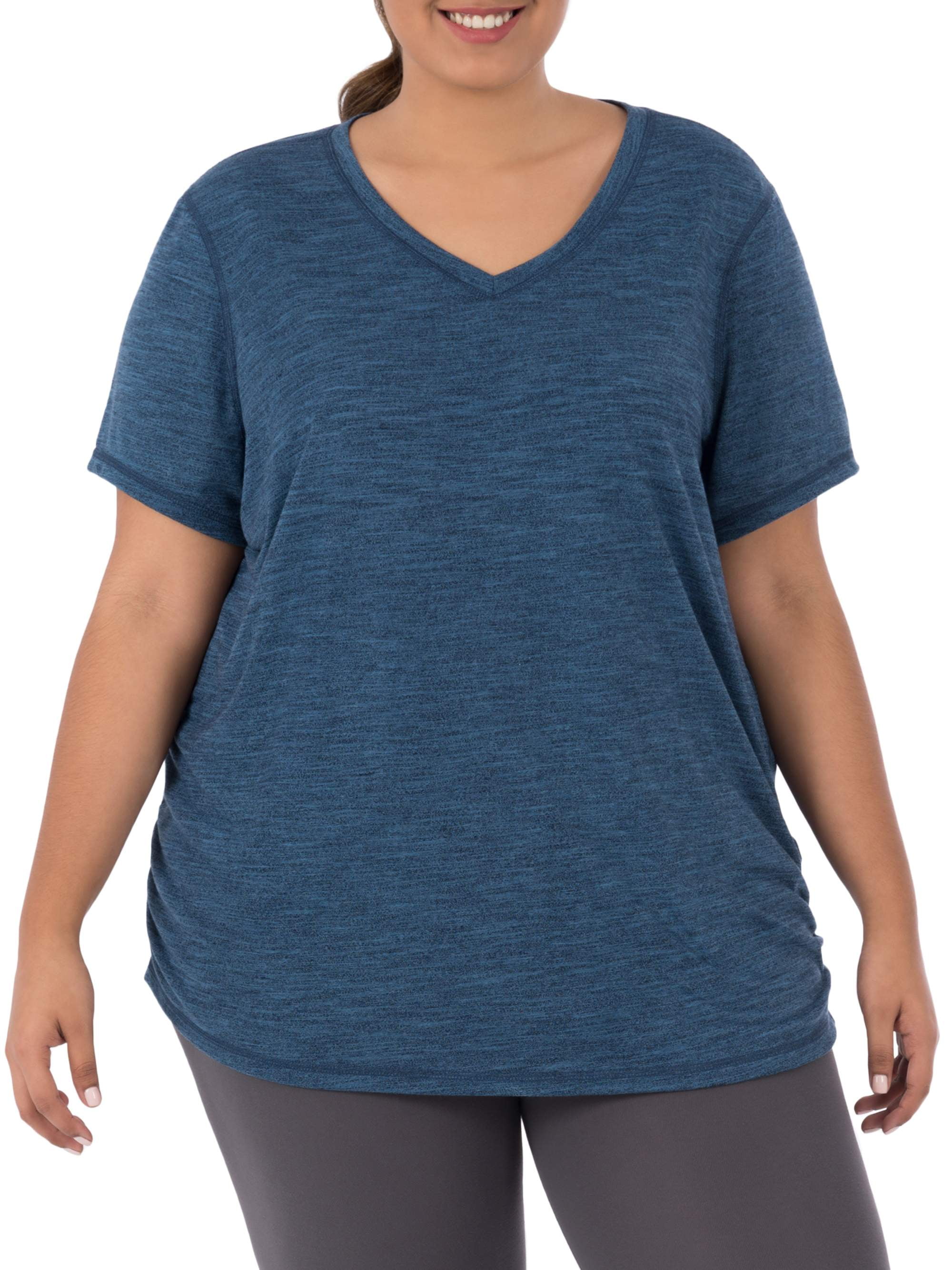 Terra & Sky Women's Plus Size Casual Shirred Short Sleeve Tee - Walmart.com